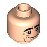 Lego Minifig Head Joachim Löw, Eyebrows Bushy, White Pupils, Crow's Feet, Cheek Lines Print [Hollow Stud] / Light Nougat