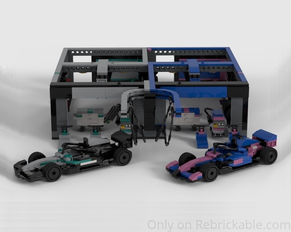 Lego 60444 MOC (Mercedes & Alpine 2025 with F1 Garage + Pit-Stop)