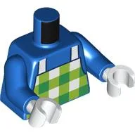 Torso, White/Lime/Green Checkered Apron Print, Blue Arms, White Hands / Blue