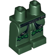 Lego Hips and Dark Green Legs with Black Sash Belt with Silver Ends, Green Tied Knee Straps