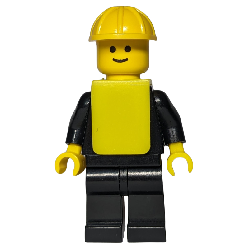 Lego Man - Black Torso, Black Legs, Yellow Hat, Yellow Vest (3626a Head)