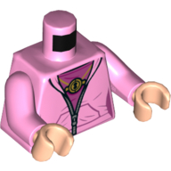 Lego Torso Sweater, Zipper, Dark Pink Shirt, Golden Medallion Print, Bright Pink Arms, Light Nougat Hands / Bright Pink