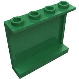 Panel 1 x 4 x 3 [Side Supports / Hollow Studs] / Green