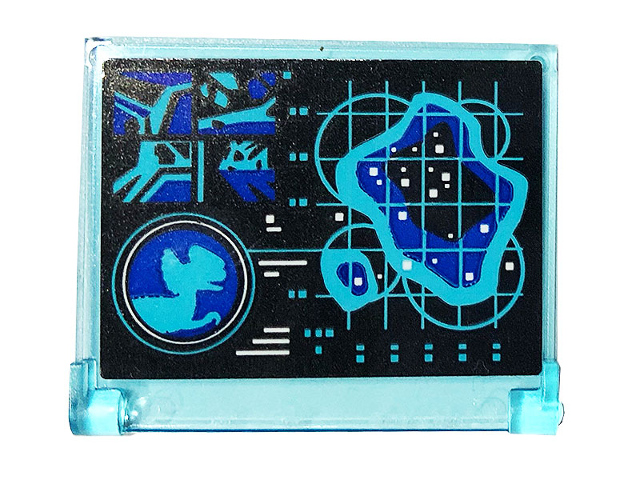 Lego Glass for Window 1 x 4 x 3 - Opening with Display with Dinosaur Scan Pattern (Sticker) - Set 75931