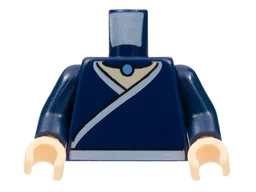 Torso Avatar White Robe Trim and Belt, Light Blue Necklace Gem Pattern / Dark Blue Arms / Light Nougat Hands