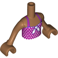Lego Minidoll Torso Girl with Magenta Top with White Polka Dots and Bow Print - Medium Nougat Arms with Hand / Medium Nougat