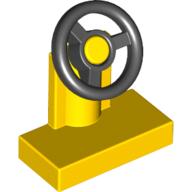 Lego Steering Stand 1 x 2 with Black Steering Wheel / Yellow