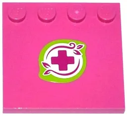 Tile, Modified 4 x 4 with Studs on Edge with Magenta Cross and Leaves in Lime Border Pattern (Sticker) - Set 41059
