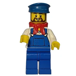 Train Machinist - White Torso, Blue Overall, Blue Hat