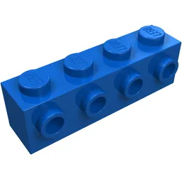 Brick Special 1 x 4 with 4 Studs on One Side / Blue