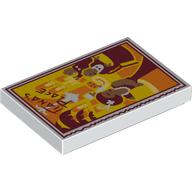 Lego Tile 2 x 3 with Dark Red/Orange Painting print / White