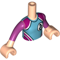 Lego Minidoll Torso Girl Medium Blue/Dark Pink Wet-Suit, Seahorse Logo / Light Nougat