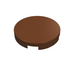 Tile Round 2 x 2 with Bottom Cross / Reddish Brown