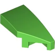 Brick Wedged, Curved 2 x 1 with Stud Notch Right / Bright Green