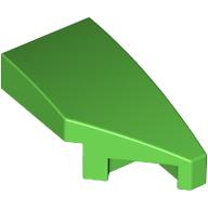 Lego Brick Wedged, Curved 2 x 1 with Stud Notch Right / Bright Green