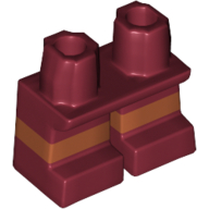 Lego Legs Short with Dark Orange Stripe Pattern [Multi Color Injection] / Dark Red