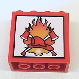 Brick 2 x 4 x 3 with Fire Print / Red