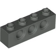 Technic Brick 1 x 4 [3 Pin Holes] / Dark Gray
