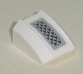 Lego Slope, Curved 2 x 2 Lip with Black and Gray Vent Pattern (Sticker) - Set 7639
