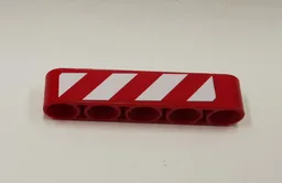 Technic, Liftarm Thick 1 x 5 with Red and White Danger Stripes Pattern Model Right Side (Sticker) - Set 9395