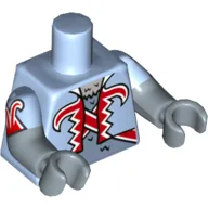 Torso, Dual Molded Arms, Vest with Red and White Trim, Gorilla Fur Print, Bright Light Blue Sleeves Pattern, Sand Blue Arms and Hands / Bright Light Blue