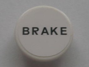 Lego Road Sign 2 x 2 Round with Clip with Black 'BRAKE' Pattern (Sticker) - Set 8672