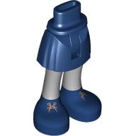 Lego Minidoll Hips and Short Skirt with White Legs, Dark Blue Boots, Gold Laces / Dark Blue