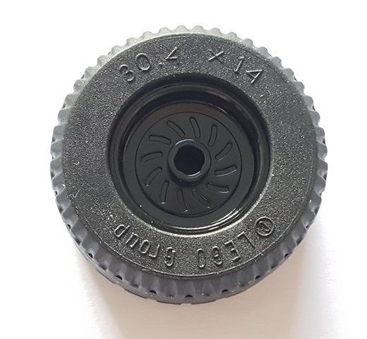 Lego Wheel 18mm D. x 12mm with Axle Hole and Stud with Black Tire 30.4 x 14 Solid (18976 / 58090)