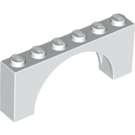 Lego Brick Arch 1 x 6 x 2 - Very Thin Top without Reinforced Underside / White