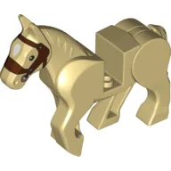 Animal, Horse, Moveable Legs with Reddish Brown Bridle Print / Tan