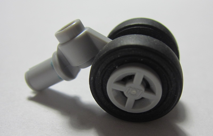 Lego Technic Pin with Dual Wheels Holder with Light Bluish Gray Wheels and Black Tires (61483 / 4624 / 3139)