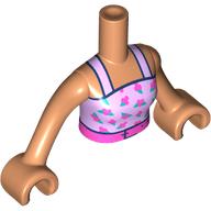 Lego Minidoll Torso Woman with Bright Pink Top, Straps, Dark Blue Trim, Dark Pink/Blue Flowers, Dark Pink Belt print, Nougat Arms and Hands / Nougat