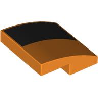 Lego Brick Curved 2 x 2 x 2/3 with Black Triangle print / Orange
