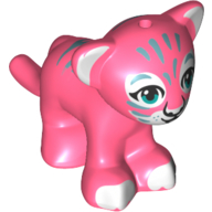 Lego Animal, Big Cat Cub, Lion with Dark Turquoise Eyes, White Paws/Nose and Sand Blue Pattern Print