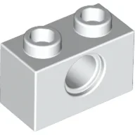 Technic Brick 1 x 2 [1 Pin Hole] / White