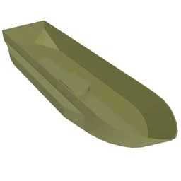 Boat Hull 51 x 12 x 6 with Side Bulges / Olive Green