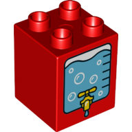 Lego Duplo Brick 2 x 2 x 2 with Water Cooler with Tap Print / Red