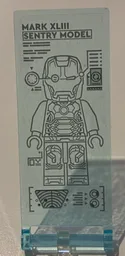 Flag 7 x 3 with Bar Handle with Digital Display Screen with Dark Bluish Gray Iron Man Suit Design and 'MARK XLIII SENTRY MODEL' Pattern (Sticker) - Set 76315
