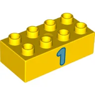 Duplo Brick 2 x 4 with Dark Azure '1' Print