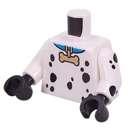 Torso, Black Dalmatian Spots, Blue Collar, Gold Bone Pendant Print, White Arms, Black Hands / White