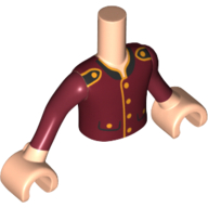 Lego Minidoll Torso Boy with Light Nougat Arms and Hands with Dark Red Bellboy Jacket and Long Sleeves Print / Light Nougat