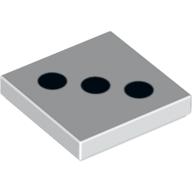 Lego Tile 2 x 2 with 3 Black Dots Print / White