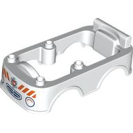 Lego Duplo Car Body, Camper 6 x 10 x 2 with Dark Blue Grill, Orange Warning Stripes, Star of Life print
