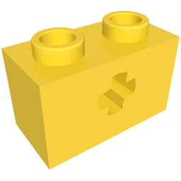 Technic Brick 1 x 2 with Axle Hole Type 2 [X Opening] / Yellow