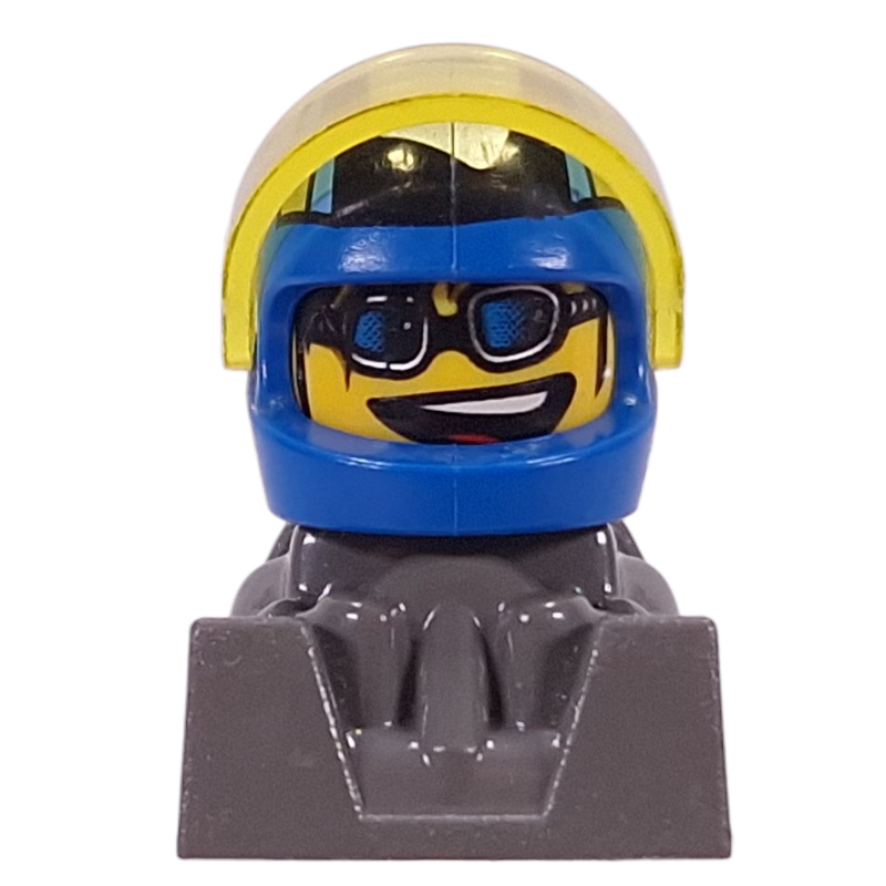 Lego Racer - Blue Helmet, Trans-Yellow Visor, Dark Gray Body