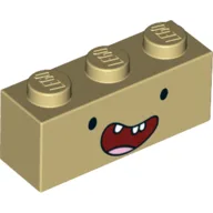 Brick 1 x 3 with Wide Smiling Face (Finn) Print / Tan