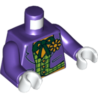 Lego Torso Jacket with Checkered Waistcoat Print, Dark Purple Arms, White Hands / Dark Purple