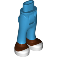 Lego Minidoll Hips and Trousers with White Shoes, Reddish Brown Feet Print / Dark Azure