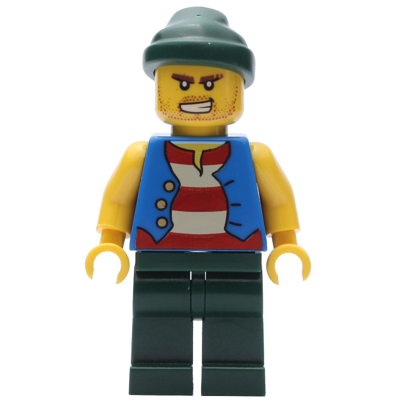 Lego Pirate - Blue Vest, Dark Green Legs, Dark Green Bandana
