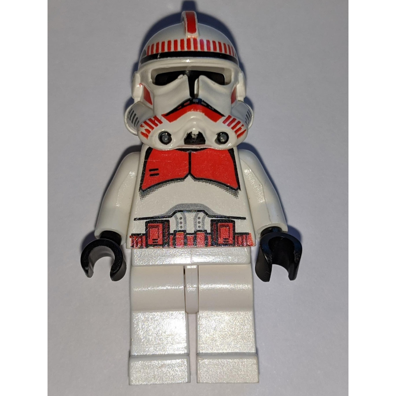 Lego Clone Shock Trooper, Red Markings, Plain Black Head, White Hips